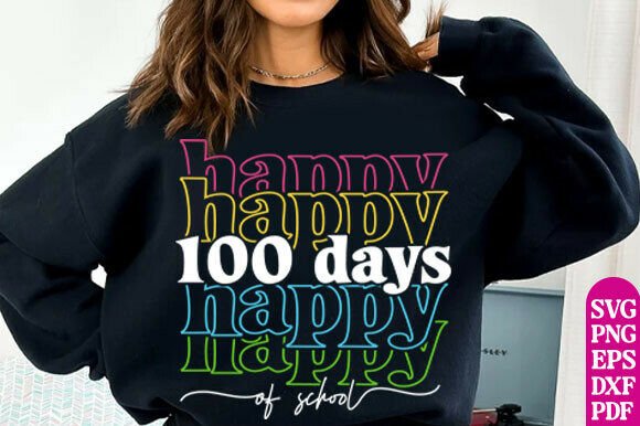 100 Days of School Graphics for T-Shirt Designs