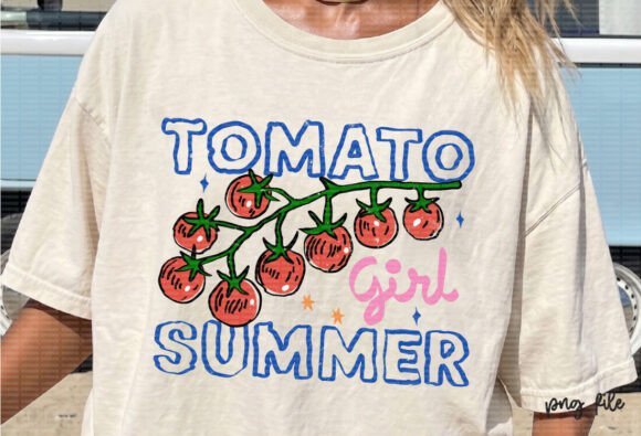 Hand Drawn PNG Summer Tomato Graphics for T-Shirt Designs