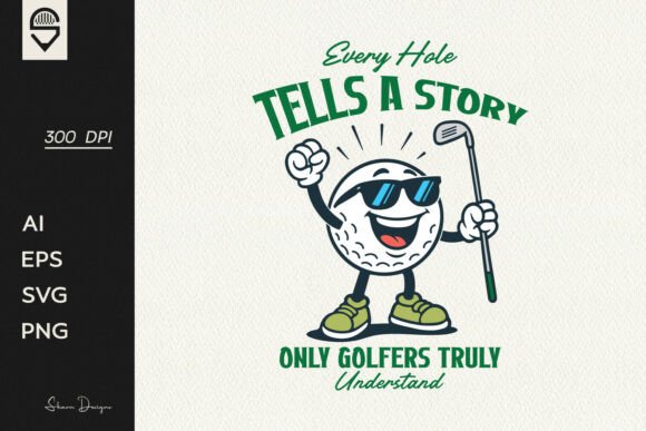 Retro Golf Ball Character T-Shirt Graphics