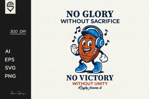 Retro Rugby Ball Graphic T-Shirt Design