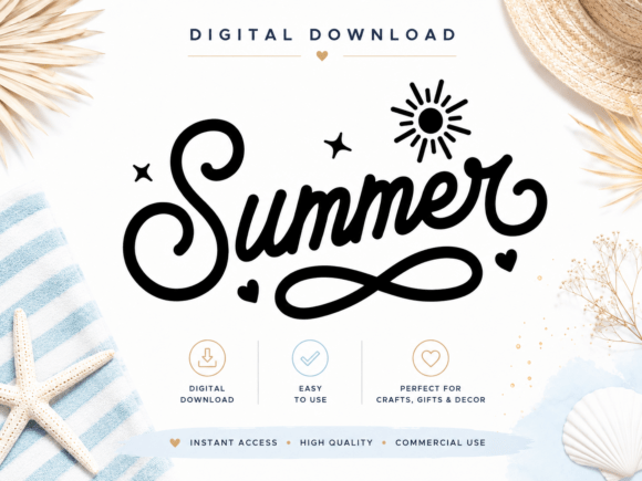 Summer Script Lettering Graphics for Digital Sellers