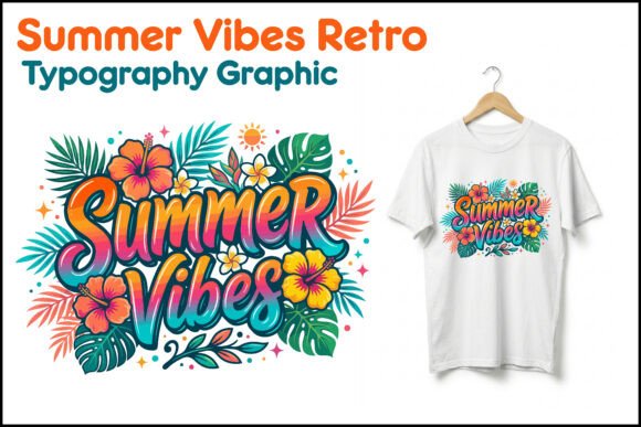 Summer Vibes Retro Typography Graphic for T-Shirt Designs & Blog Graphics