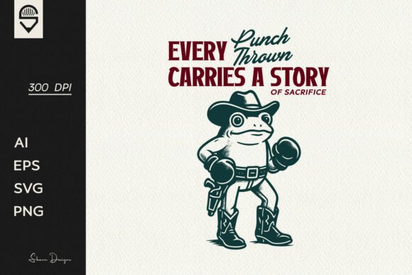Vintage Cowboy Boxer Frog T-Shirt Graphics